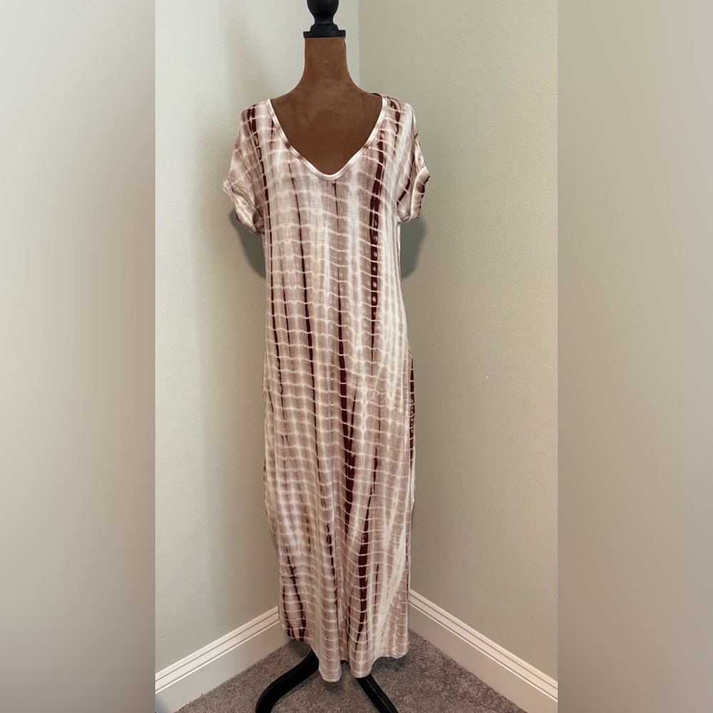 Striped Tie-Dye Maxi Dress